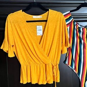Yellow peplum top
